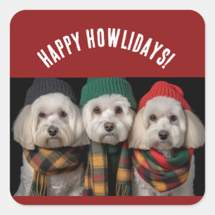 Holiday Pups Square Sticker