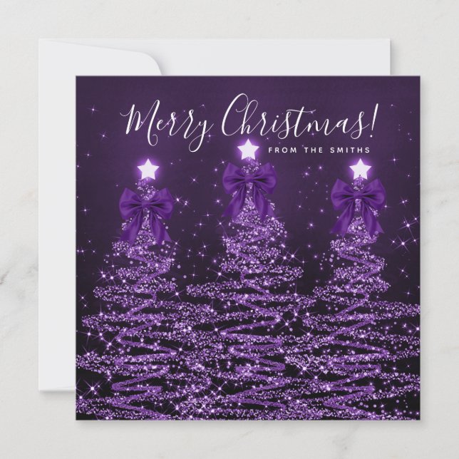 Holiday Purple Christmas Trees Greeting  (Front)