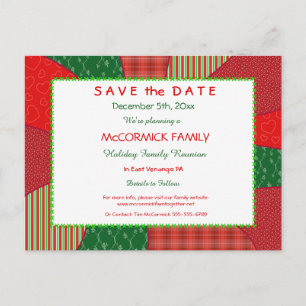 Holiday Quilt-Party, Family Reunion Save the Date Announcement Postcard