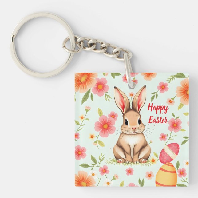 Holiday Rabbit Easter Modern Collection Key Ring (Front)