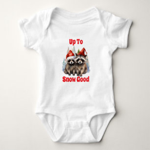Holiday Raccoons Up To Snow Good Baby Bodysuit