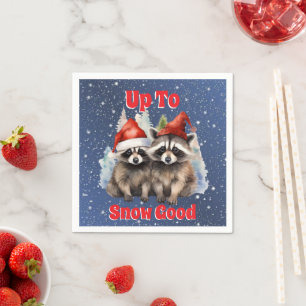 Holiday Raccoons Up To Snow Good Napkin