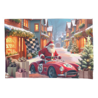 Holiday Racecar Santa Pillowcase