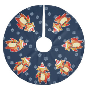 Holiday Racoon Brushed Polyester Tree Skirt
