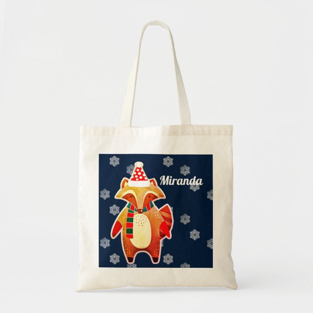 Holiday Racoon Tote Bag (Front)