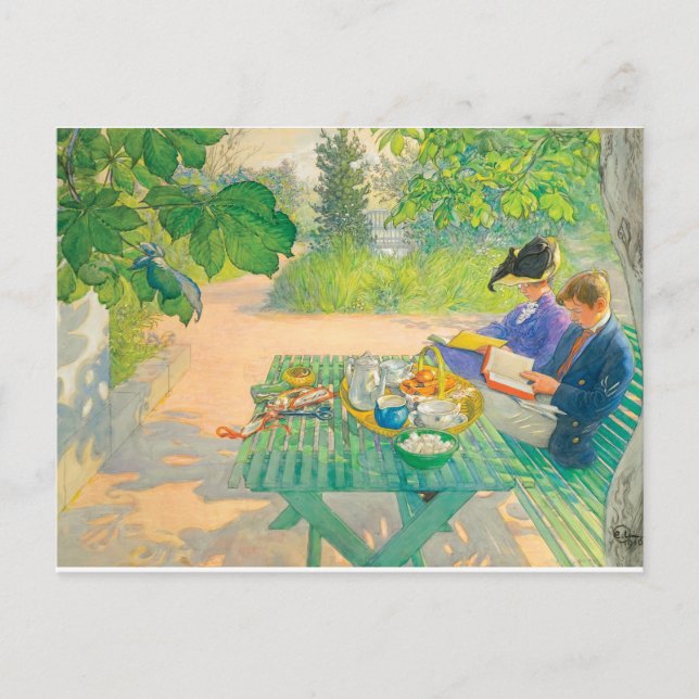 Holiday Reading by Carl Larsson Postcard (Front)