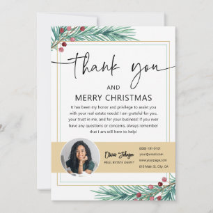Holiday Real Estate Agent Photo Thank you Card