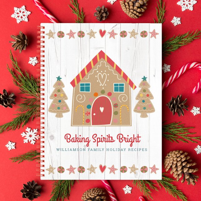 Holiday Recipe Cookbook Gingerbread Rustic Wood Notebook (Creator Uploaded)