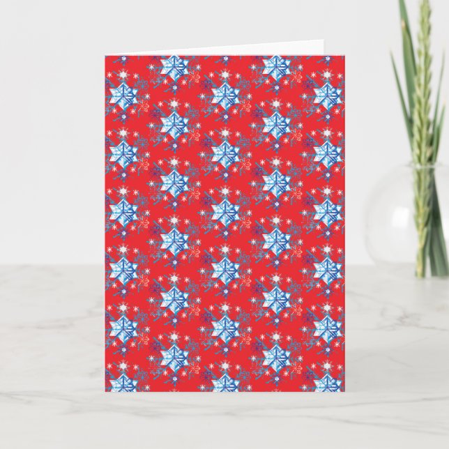 Holiday red and blue snowflakes and stars (Front)