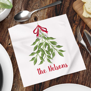 Holiday Red Berries Botanical Greenery Christmas Napkin
