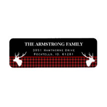Holiday Red Buffalo Plaid Rustic Style Address