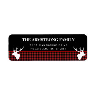 Holiday Red Buffalo Plaid Rustic Style Address