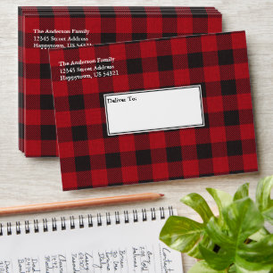 Holiday Red Buffalo Plaid Tartan Envelope