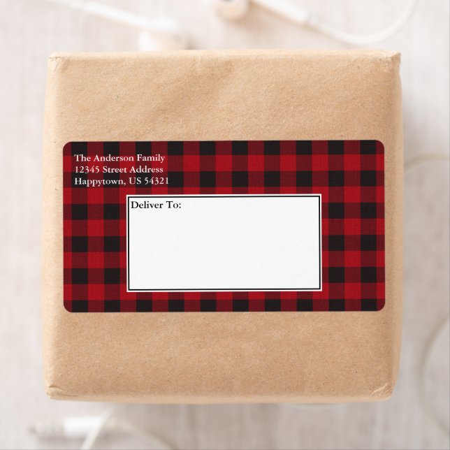 Holiday Red Buffalo Plaid Tartan Shipping (Insitu)