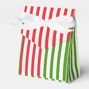 Holiday Red & Elf Green Candy Stripe Striped Favour Box