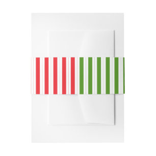 Holiday Red & Elf Green Candy Stripe Striped Invitation Belly Band
