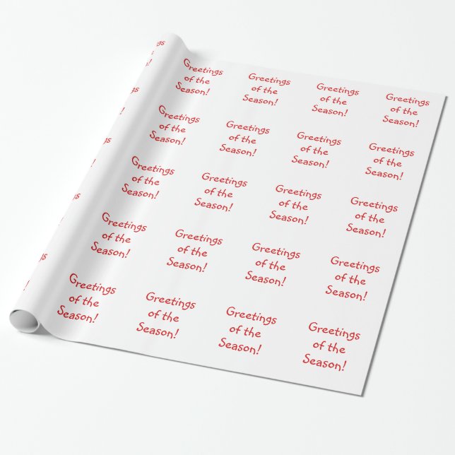 Holiday Red Font Greetings Of The Season Wrapping Paper (Unrolled)