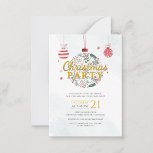 Holiday Red Gold Christmas Party Card
