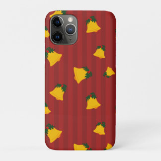 Holiday Red Gold Stripe Bells Christmas iPhone 11 Pro Case