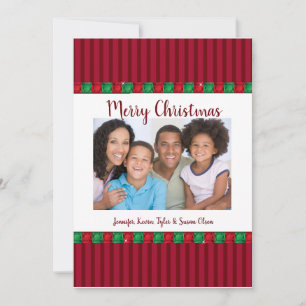 Holiday Red & Green Gems Custom Photo & Greetings Card