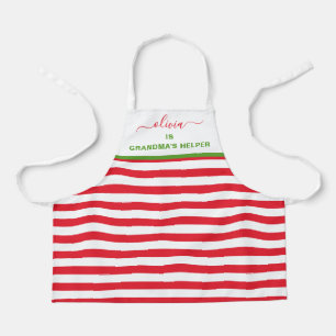Holiday Red Green Grandma's Helper Kitchen Baking Apron