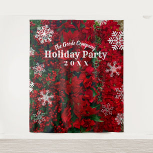 Holiday Red Green Snowflake    Party Backdrop Tapestry