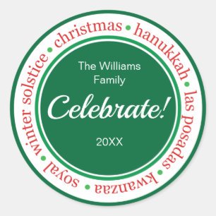Holiday Red/Green Sticker Label