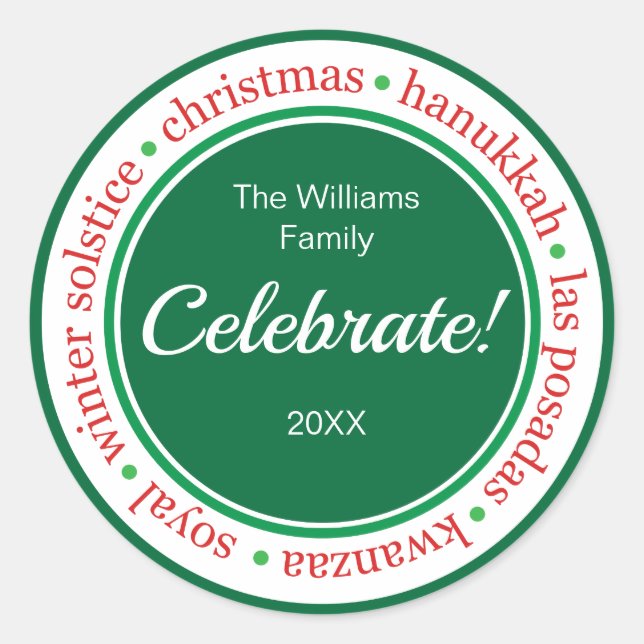 Holiday Red/Green Sticker Label (Front)