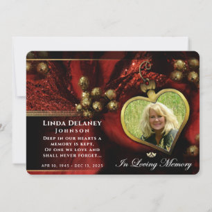 Holiday Red Heart Photo Sympathy Thank You Card