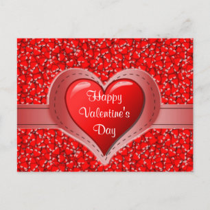 Holiday Red Hearts Happy Valentine's Day  Postcard