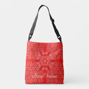Holiday Red Lace Tied Up With Ribbon Crossbody Bag