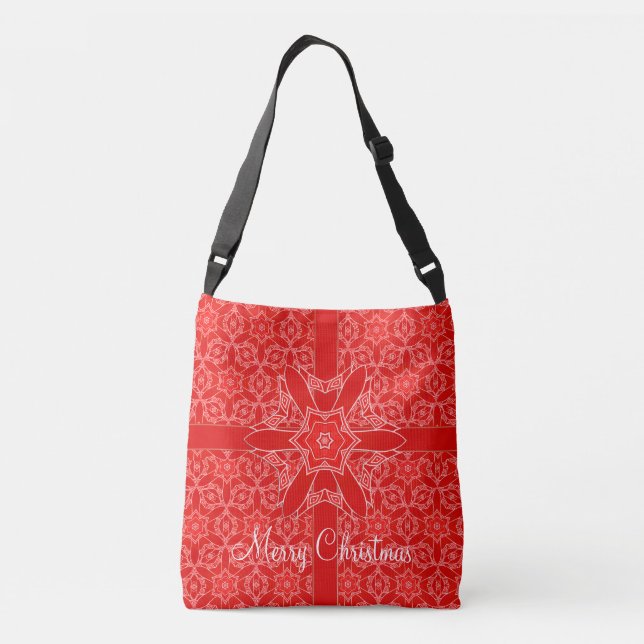 Holiday Red Lace Tied Up With Ribbon Crossbody Bag (Back)