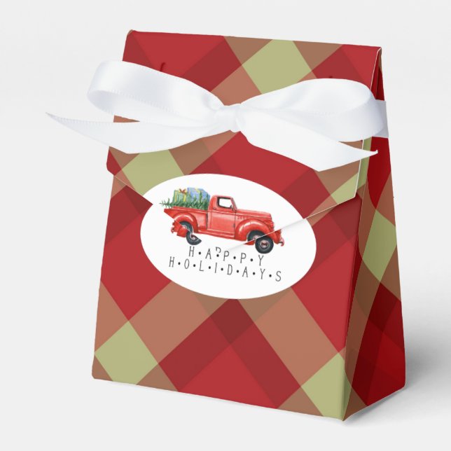 Holiday Red Pick Up Truck Favour Box (Front Side)