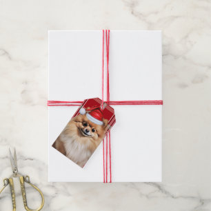 Holiday Red Plaid Pomeranian Dog Lover Christmas Gift Tags