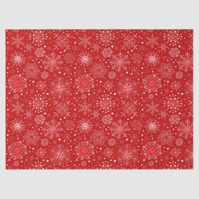 Holiday Red Snowflake Tissue Paper (Front)