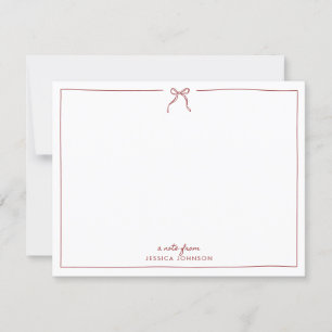 Holiday Red Stripes Bow Note Card