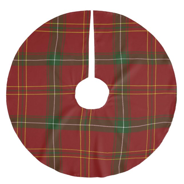 Holiday Red Tartan Christmas Plaid Brushed Polyester Tree Skirt (Front)