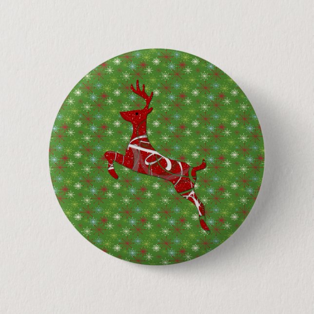 Holiday Reindeer 6 Cm Round Badge (Front)