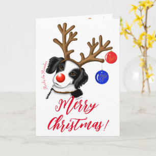 Holiday Reindeer Border Collie Greeting Card