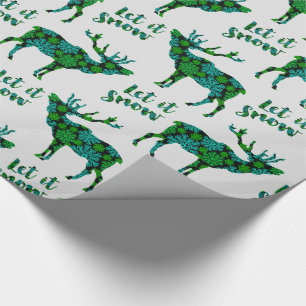 Holiday Reindeer Let It Snow Pattern Wrapping Paper