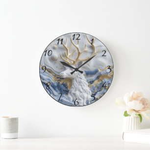 Holiday Reindeer Magic Display Large Clock