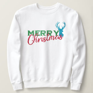 Holiday Reindeer Merry Christmas Glitter Pattern Sweatshirt