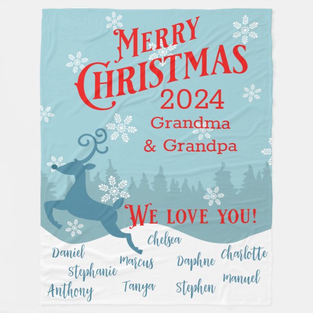 Holiday Reindeer Personalised Blanket (Front)