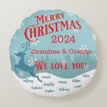 Holiday Reindeer Personalised Round Pillow