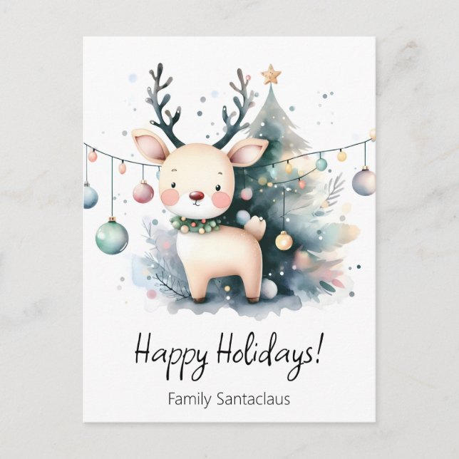 Holiday reindeer postcard (Front)