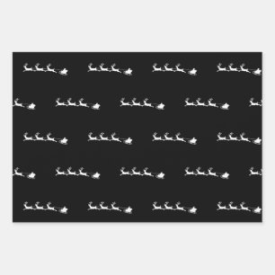 holiday reindeer santa christmas vintage rustic wrapping paper sheet