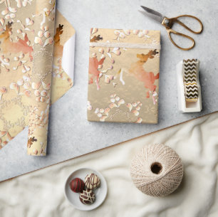 Holiday Reindeer Snowflakes on Rose Gold Wrapping Paper