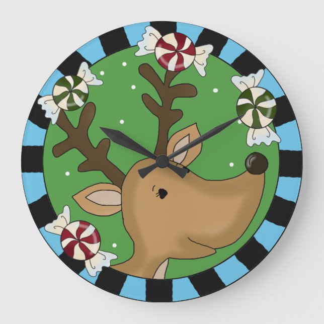 Holiday Reindeer Wall Clock (Front)