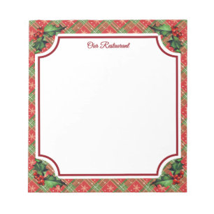 Holiday Restaurant Red Plaid Notepad