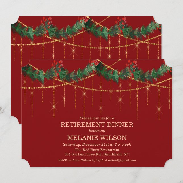 Holiday Retirement Dinner Invitation (Front/Back)